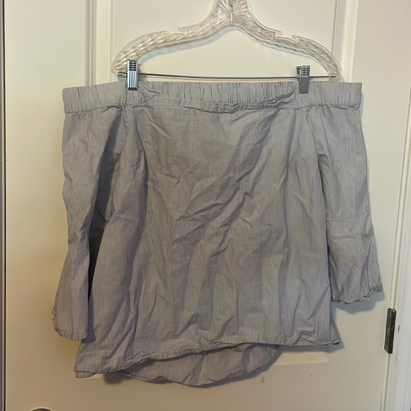 Off the shoulder blue and white gingham blouse - Picture 2 of 8